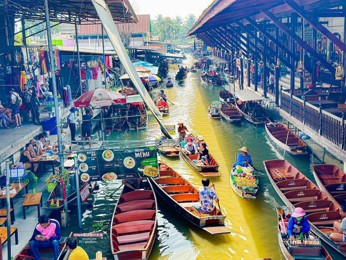 【2023曼谷景點】丹嫩莎朵水上市場、邦公廟｜泰國包車跟一日團遊 @GINA環球旅行生活