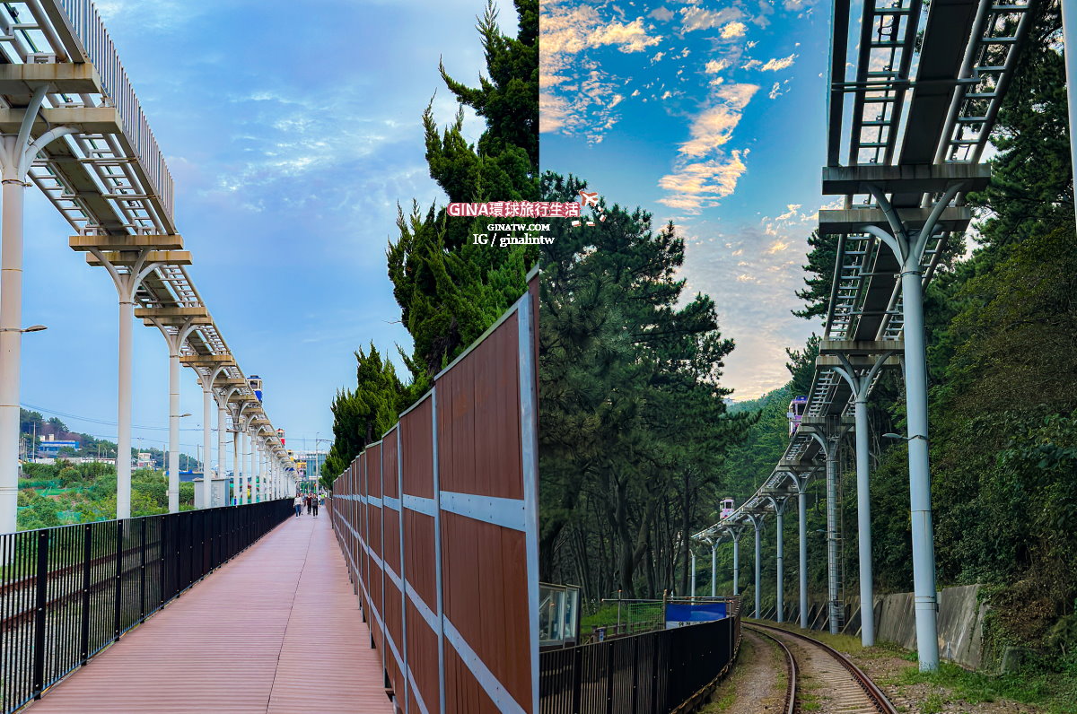 【釜山天空膠囊一日遊】海雲台天空膠囊列車Sky Capsule、海濱列車火車拍攝點、Blueline Park尾浦站到青沙浦站 @GINA環球旅行生活