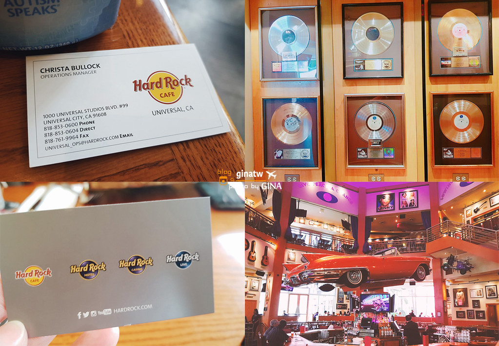 【2024美國環球影城美食】好萊塢Hard Rock Cafe硬石搖滾主題餐廳－超大豬肋排！美西加州洛杉磯 @GINA環球旅行生活