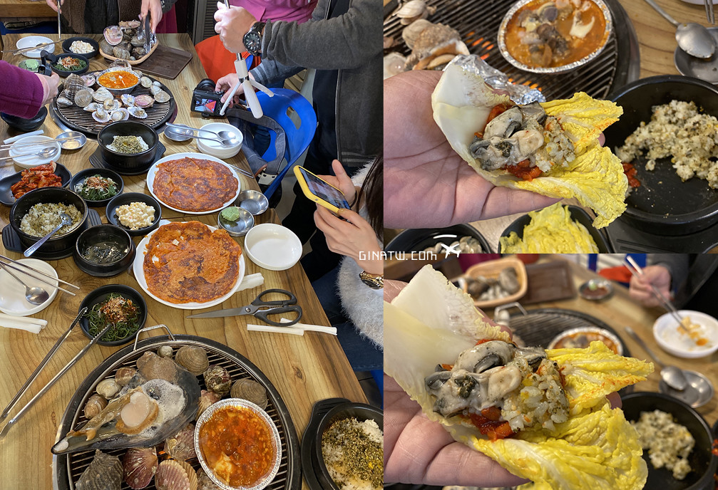 【仁川乙旺里海水浴場美食】韓國人帶路吃海鮮！ 生魚片烤蛤蜊一條街．爆海鮮塔、生章魚、超鮮生蚵仔/生蠔、魚卵拌飯超好吃！冬天醃泡菜！附地圖、交通方式 @GINA環球旅行生活